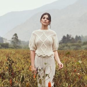 Thierra Nuestra Hand-Knitted Puff Sleeve Alpaca Wool Sweater 🦙🧶✨